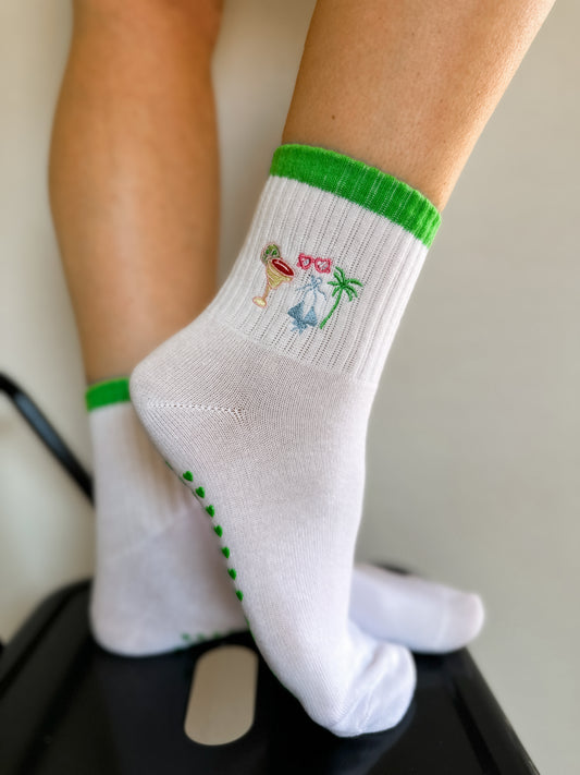 PILATES GRIP CREW SOCK | HOT GRIP SUMMER